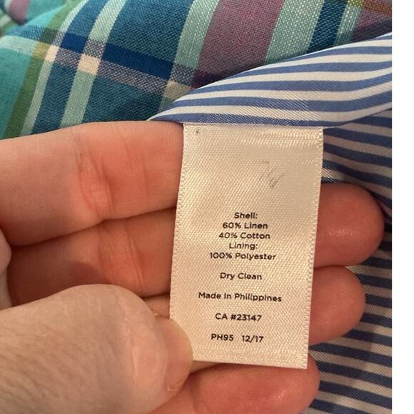 Talbots Womens Single Breasted Linen Blend Blazer Size 10 Plaid Preppy Classic - Picture 8 of 8